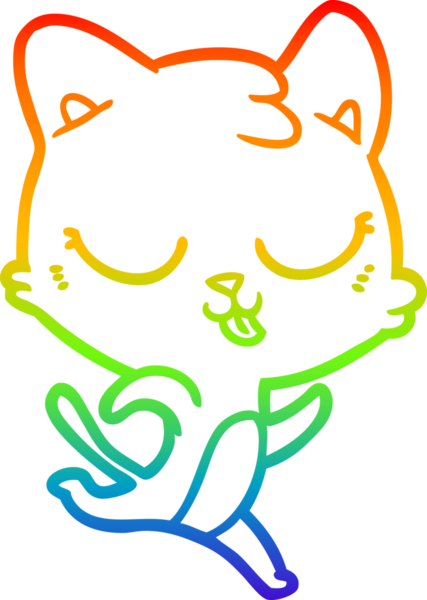 Gökkuşağı gradyan çizgi çizimi Bir insan tarafından çizilen çizgi film kedisi