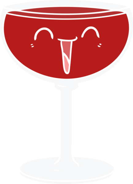 Bir insan tarafından çizilmiş düz renkli bir şarap kadehi.