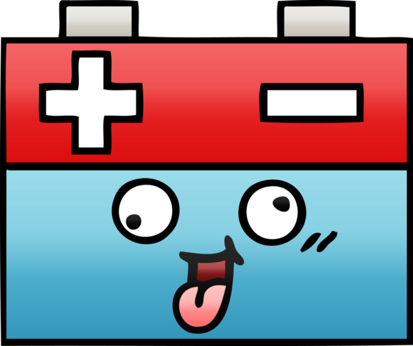 Bir insan tarafından çizilmiş bir araba aküsünün gölgelenmiş karikatürü