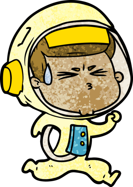 Çizgi film bir insan tarafından çizilmiş astronot.