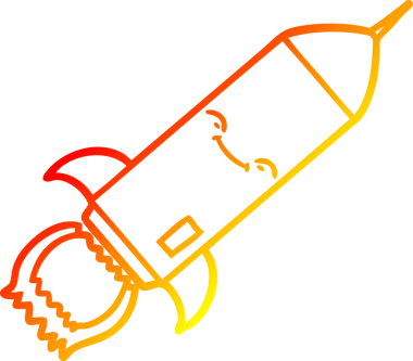 Bir insan tarafından çizilen çizgi roketin sıcak gradyan çizgisi