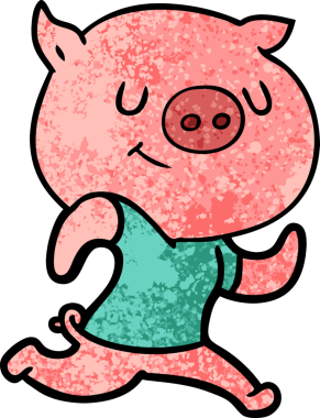 Bir insan tarafından çizilen mutlu domuz çizgi filmi.