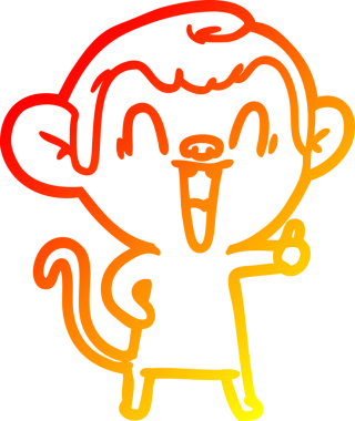 Bir insan tarafından çizilmiş gülen maymun çizgi çizimi.