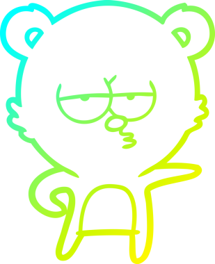 Sıkılmış bir ayı karikatürünün insan tarafından çizilmiş soğuk gradyan çizgisi