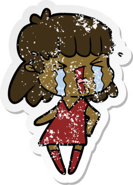 Bir insan tarafından çizilmiş karikatür bir kadının sıkıntılı çıkartması.