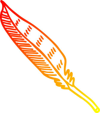 Bir insan tarafından çizilmiş çizgi film tüyünün sıcak gradyan çizimi