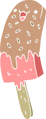 Sevimli düz renkli çizgi film Mutlu buz lolipopu bir insan tarafından çizildi