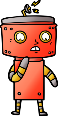 bir insan tarafından çizilmiş belirsiz çizgi film robotu