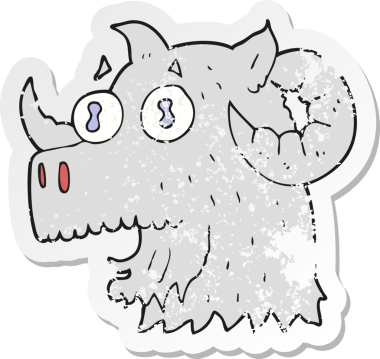 Bir insan tarafından çizilmiş karikatür koçbaşı çıkartması.