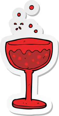 Bir insan tarafından çizilmiş ışıl ışıl kokteyle ait bir karikatür çıkartması.