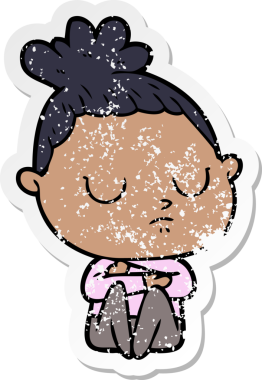 Bir insan tarafından çizilmiş sakin bir karikatür çıkartması.