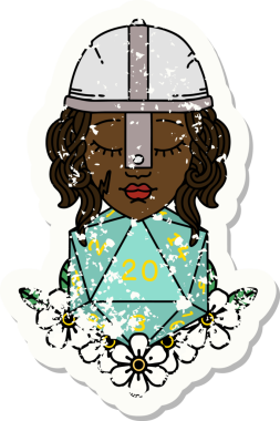 Retro Dövme Tarzı İnsan Dövüşçüsü Doğal 20 D20 zar atışıyla Bir insan tarafından çizilmiş