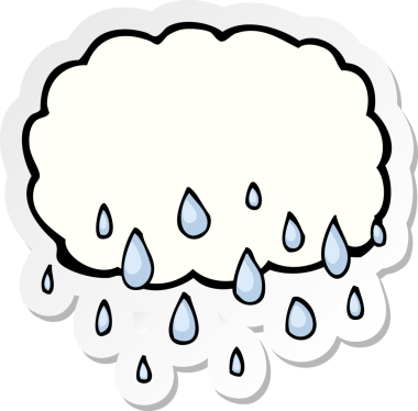 Bir insan tarafından çizilmiş yağmur bulutu çıkartması.