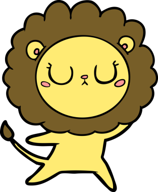 Bir insan tarafından çizilmiş çizgi film aslan dansı.