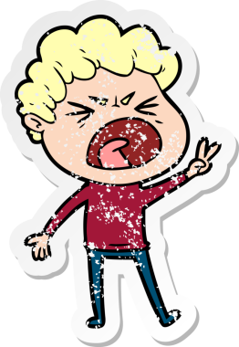 Bir insan tarafından çizilmiş öfkeli bir adamın sıkıntılı çıkartması.