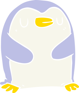 Bir insan tarafından çizilmiş düz renk çizgi film pengueni