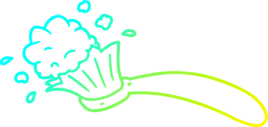 Bir insan tarafından çizilmiş diş fırçası ve diş macununun soğuk gradyan çizimi