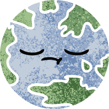 Bir insan tarafından çizilmiş bir gezegenin retro çizim tarzı karikatürü.