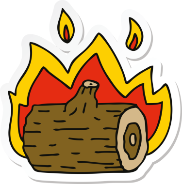 Bir insan tarafından çizilmiş garip bir kamp ateşinin çıkartması.