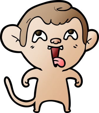 Bir insan tarafından çizilmiş çılgın çizgi film maymunu