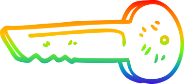 Gökkuşağı gradyan çizgi çizimi Bir insan tarafından çizilmiş altın anahtar