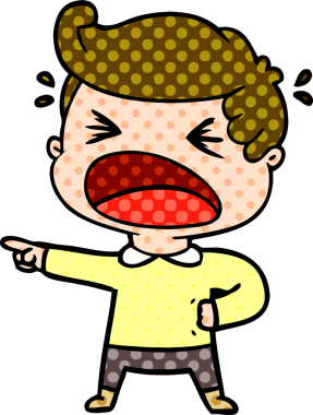 Çizgi filmdeki bağıran adam bir insan tarafından çizilmiş.