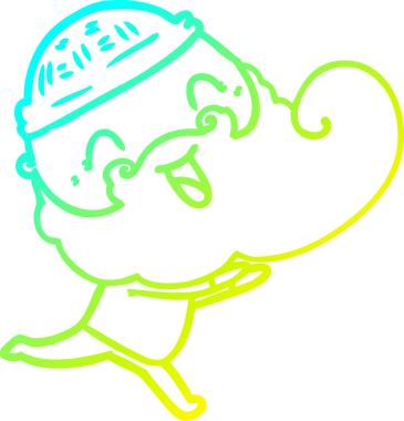 Bir insan tarafından çizilmiş mutlu sakallı bir adamın soğuk hava çizgisi.