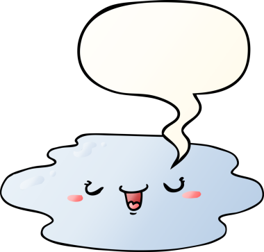 Yüzü konuşma baloncuğu olan çizgi film birikintisi.