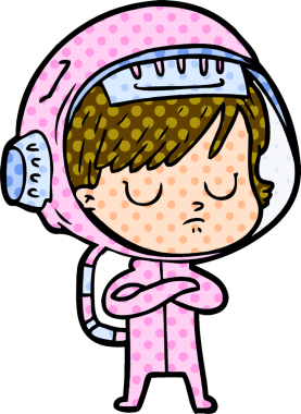 Bir insan tarafından çizilmiş astronot kadın.