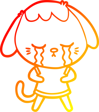 Bir insan tarafından çizilmiş şirin, ağlayan bir köpek yavrusu çizimi