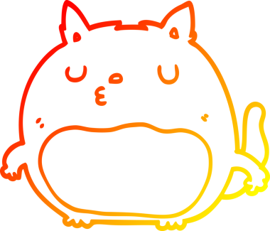 Bir insan tarafından çizilmiş çizgi film kedisinin sıcak çizgi çizimi