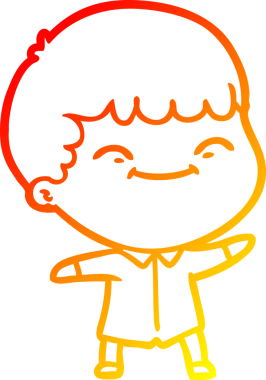 Bir insan tarafından çizilen mutlu bir çocuğun sıcak çizgi çizimi.