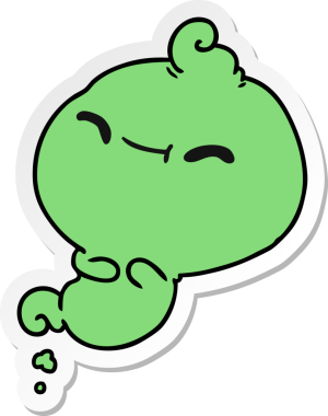 Bir insan tarafından çizilmiş kawai korkunç hayaletinin serbest sticker karikatürü.