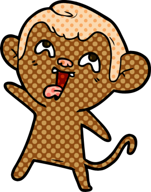 Bir insan tarafından çizilmiş çılgın çizgi film maymunu