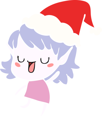 Bir insan tarafından çizilmiş Noel Baba şapkası giyen bir elf kızının el resmi.