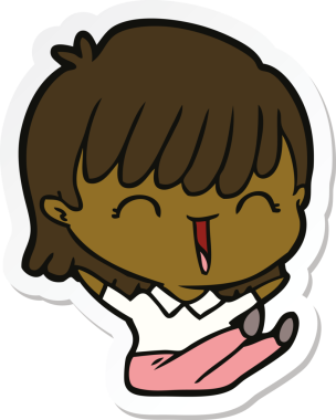 Bir insan tarafından çizilmiş bir karikatür kadının çıkartması.