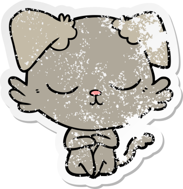 Bir insan tarafından çizilmiş şirin bir köpeğin sıkıntılı çıkartması.