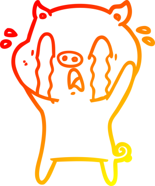 Bir insan tarafından çizilmiş, ağlayan bir domuz çizgi filmi.