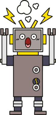 Bir insan tarafından çizilmiş arızalı bir robot çizimi.