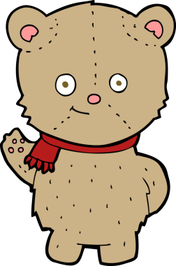 Bir insan tarafından çizilmiş çizgi film ayısı.