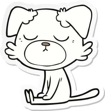 Bir insan tarafından çizilmiş şirin bir köpeğin çıkartması.