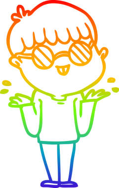 Bir insan tarafından çizilmiş gözlük takan çizgi film çocuğu çizimi.