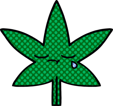 Bir insan tarafından çizilmiş marihuana yaprağının karikatürü.