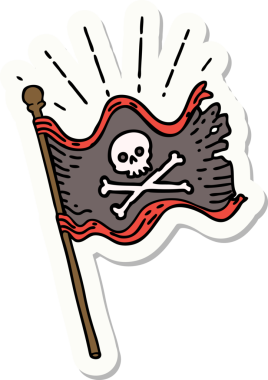 Bir insan tarafından çizilmiş dövme stili bir korsan bayrağı.