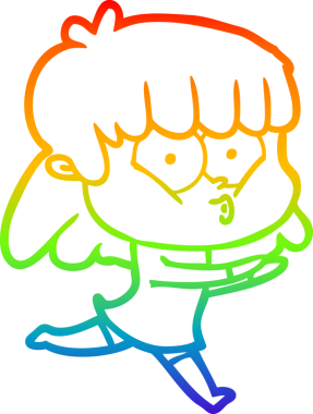 gökkuşağı gradyan çizimi bir insan tarafından çizilmiş bir çizgi film ıslık kızı