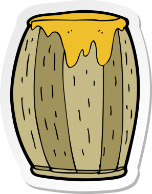 Bir insan tarafından çizilmiş karikatür fıçısının etiketi.