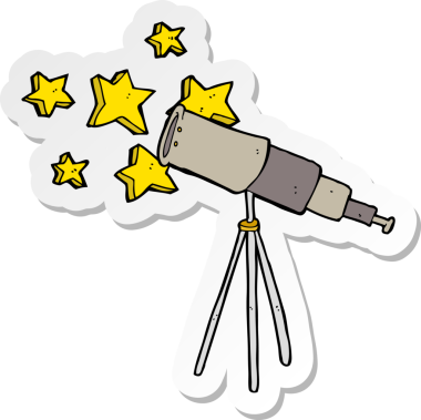 Bir insan tarafından çizilmiş bir çizgi film teleskopunun çıkartması.