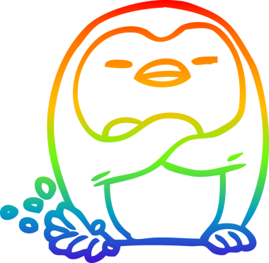 gökkuşağı gradyan çizimi bir insan tarafından çizilen bir penguen çizimi