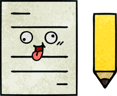 Bir insan tarafından çizilmiş bir test kağıdının retro grunge desen karikatürü