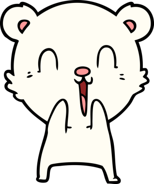 Bir insan tarafından çizilmiş mutlu kutup ayısı çizgi filmi.